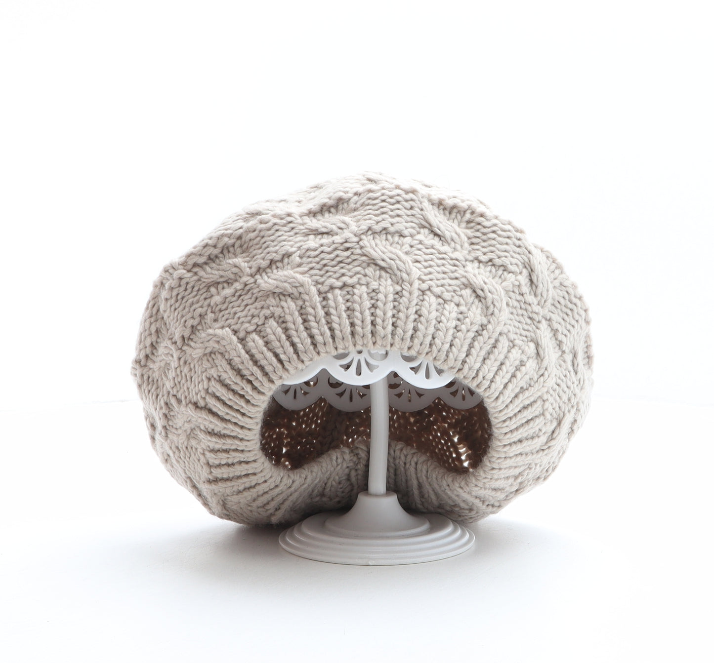 Preworn Womens Beige Acrylic Beret One Size