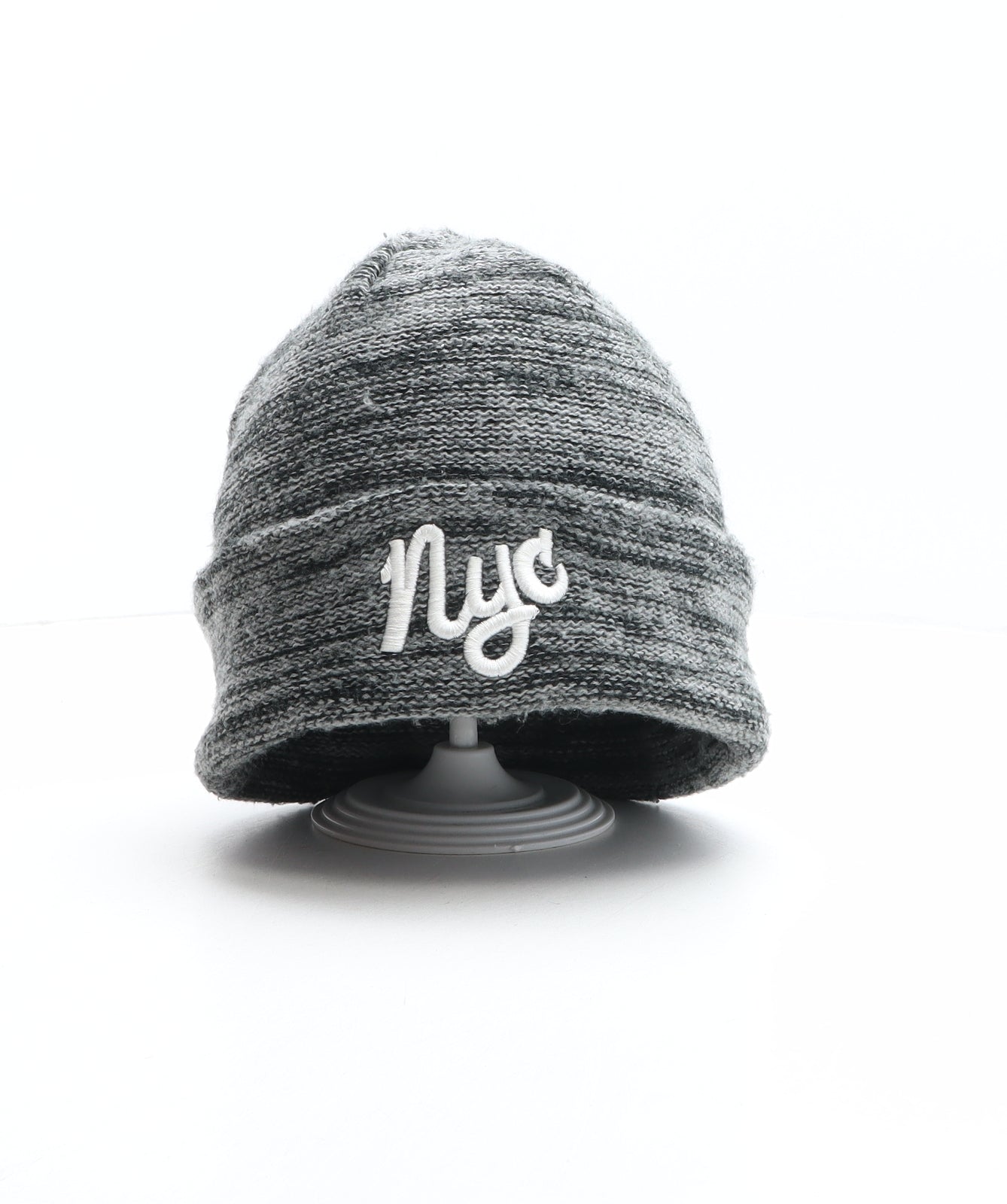 NYC Mens Grey Acrylic Beanie One Size - NYC