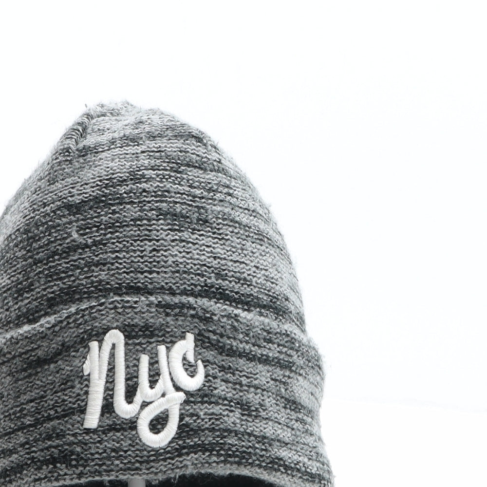NYC Mens Grey Acrylic Beanie One Size - NYC