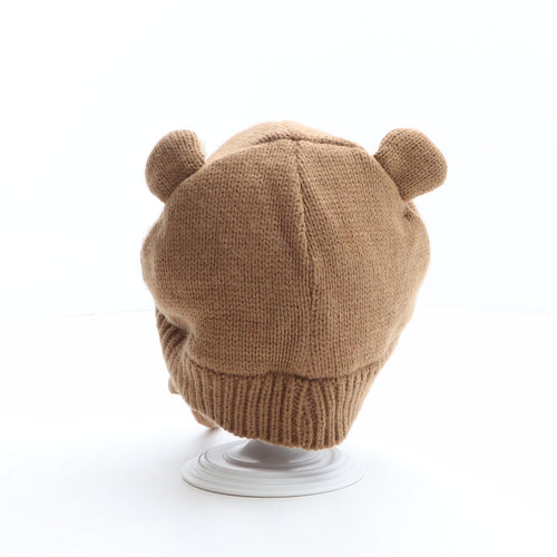George Boys Brown Acrylic Bonnet One Size - Bear design