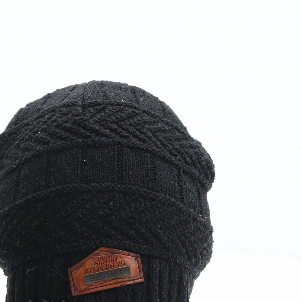 Song Ting The Poiener of Fhsaihno Rendts Mens Black Acrylic Beanie One Size