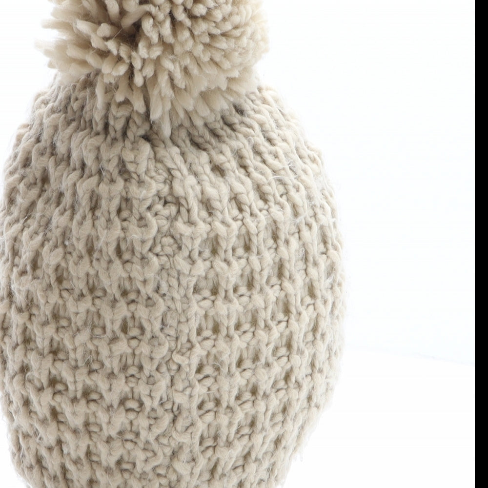 Preworn Womens Beige Acrylic Bobble Hat One Size