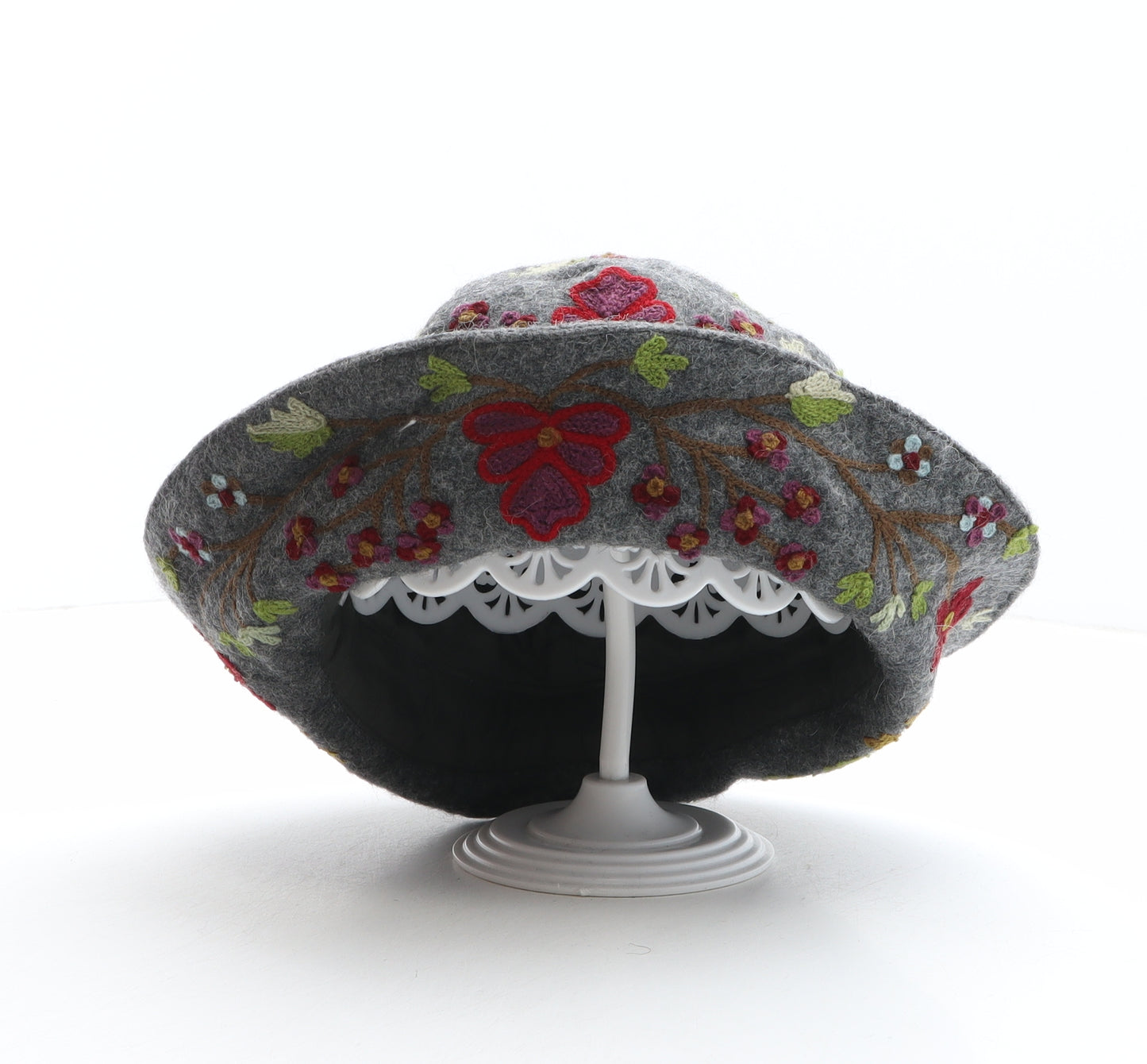 Accessorize Womens Grey Floral 100% Viscose Cloche One Size