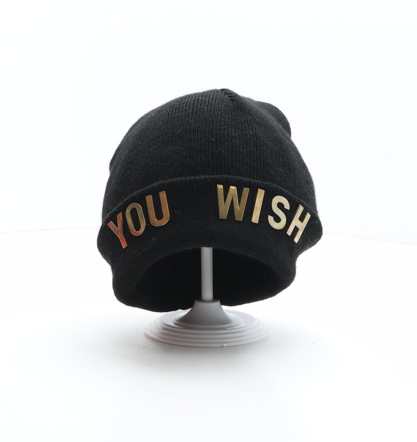 Preworn Womens Black Acrylic Beanie One Size - You Wish