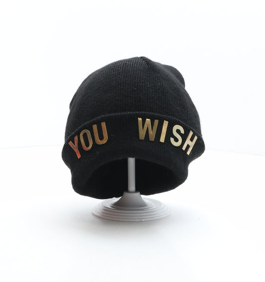 Preworn Womens Black Acrylic Beanie One Size - You Wish