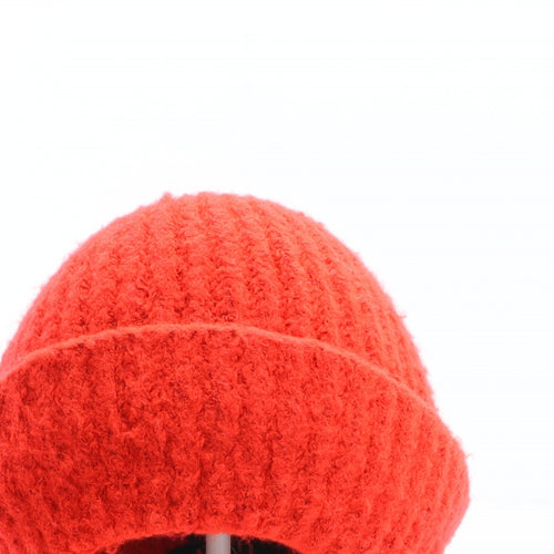 Faith Womens Orange Acrylic Beanie One Size