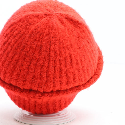 Faith Womens Orange Acrylic Beanie One Size