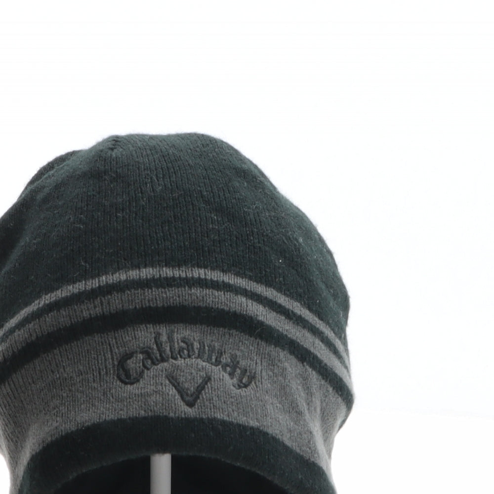 Callaway Mens Black Striped Acrylic Beanie One Size