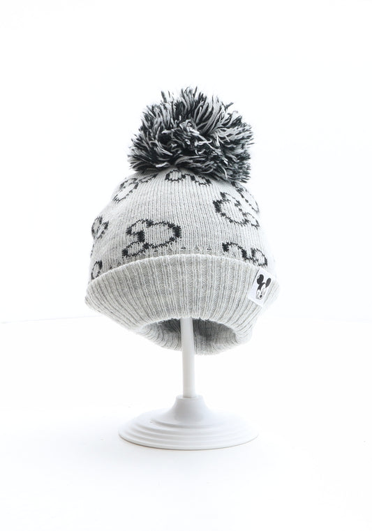 Primark Boys Grey Acrylic Bobble Hat One Size - Mickey Mouse, Disney