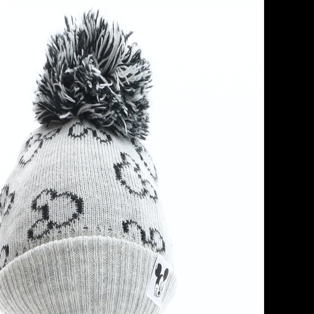 Primark Boys Grey Acrylic Bobble Hat One Size - Mickey Mouse, Disney