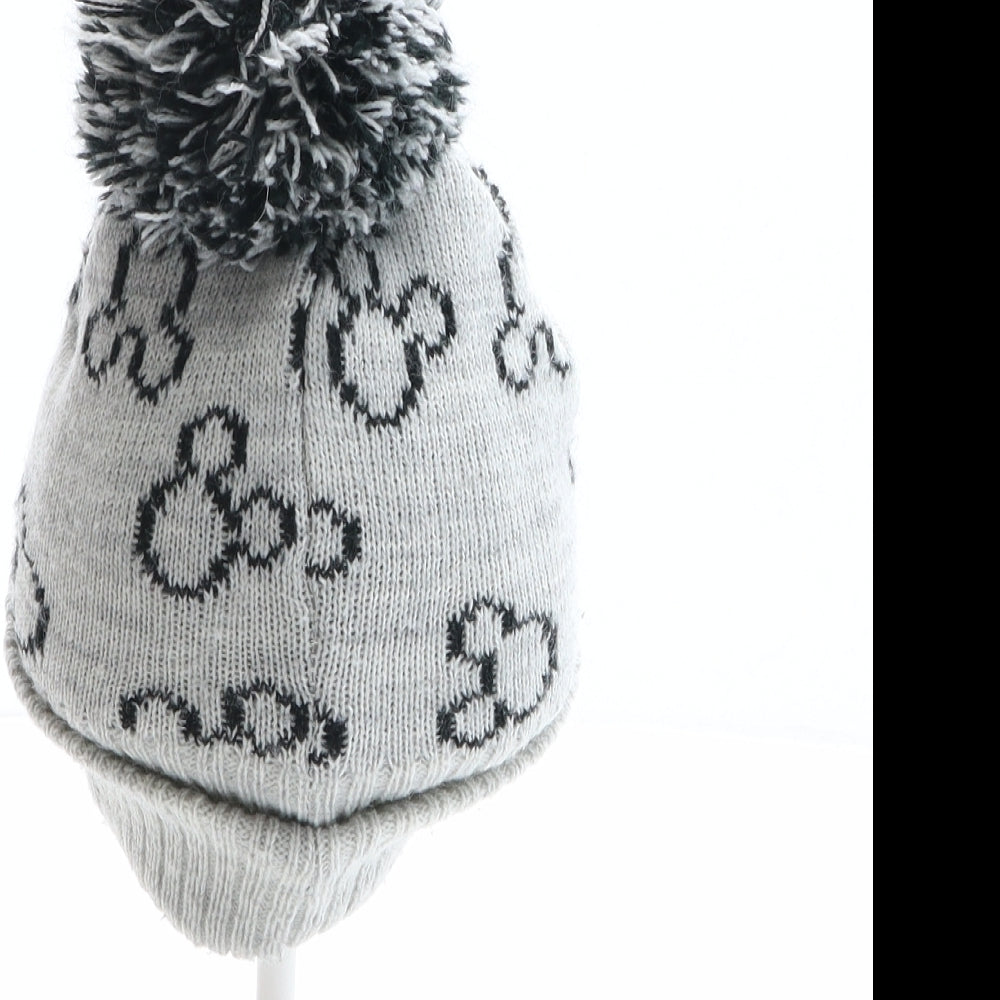 Primark Boys Grey Acrylic Bobble Hat One Size - Mickey Mouse, Disney