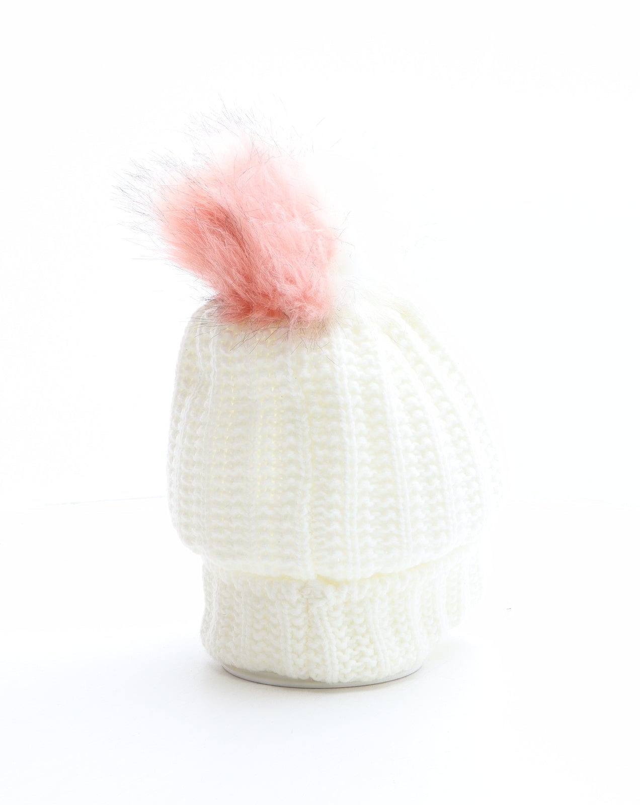 Preworn Womens White Acrylic Bobble Hat One Size