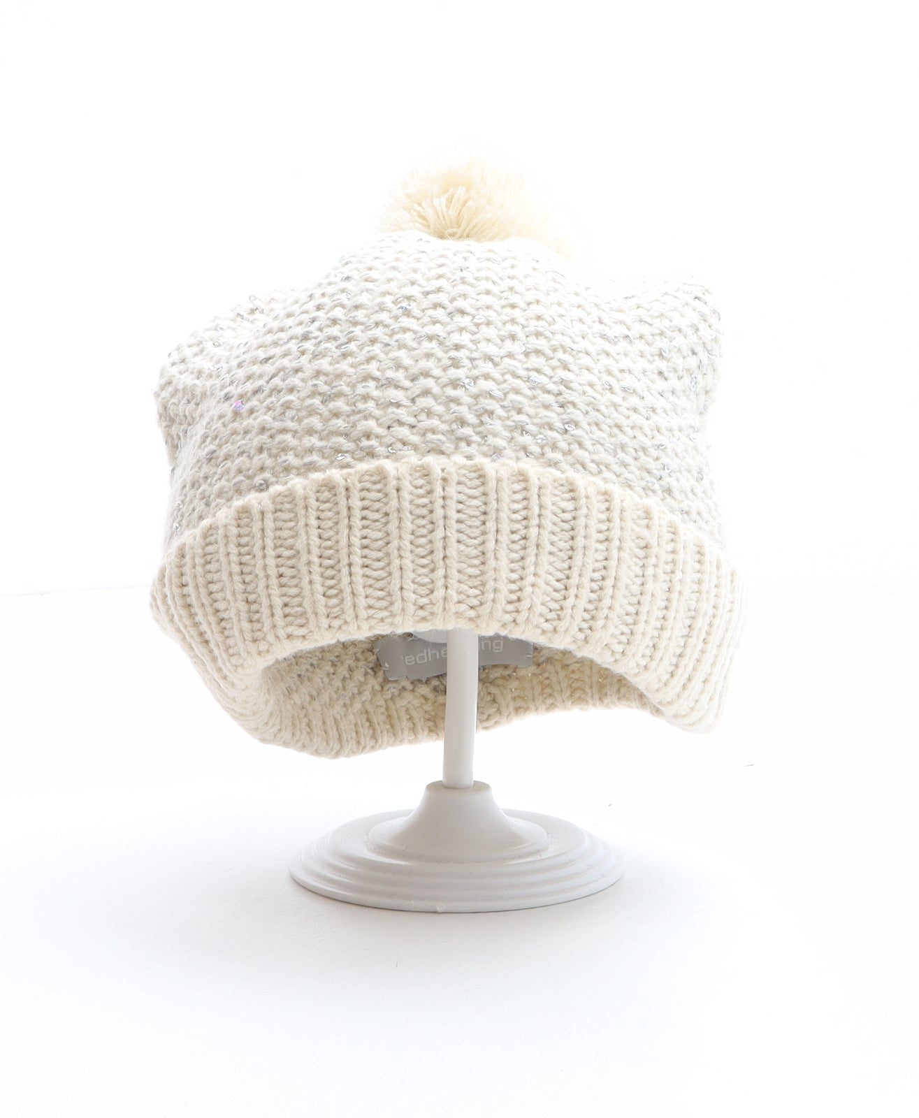 Red Herring Womens Beige Acrylic Bobble Hat One Size