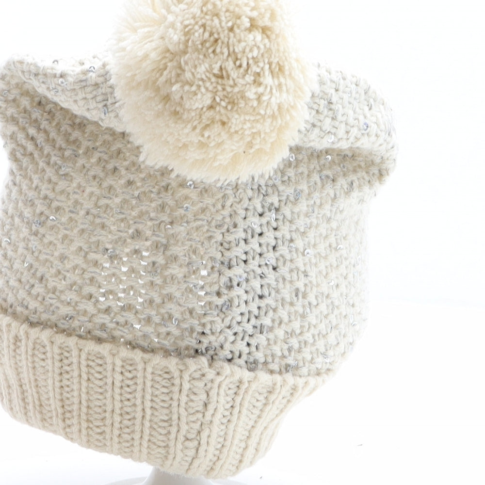 Red Herring Womens Beige Acrylic Bobble Hat One Size