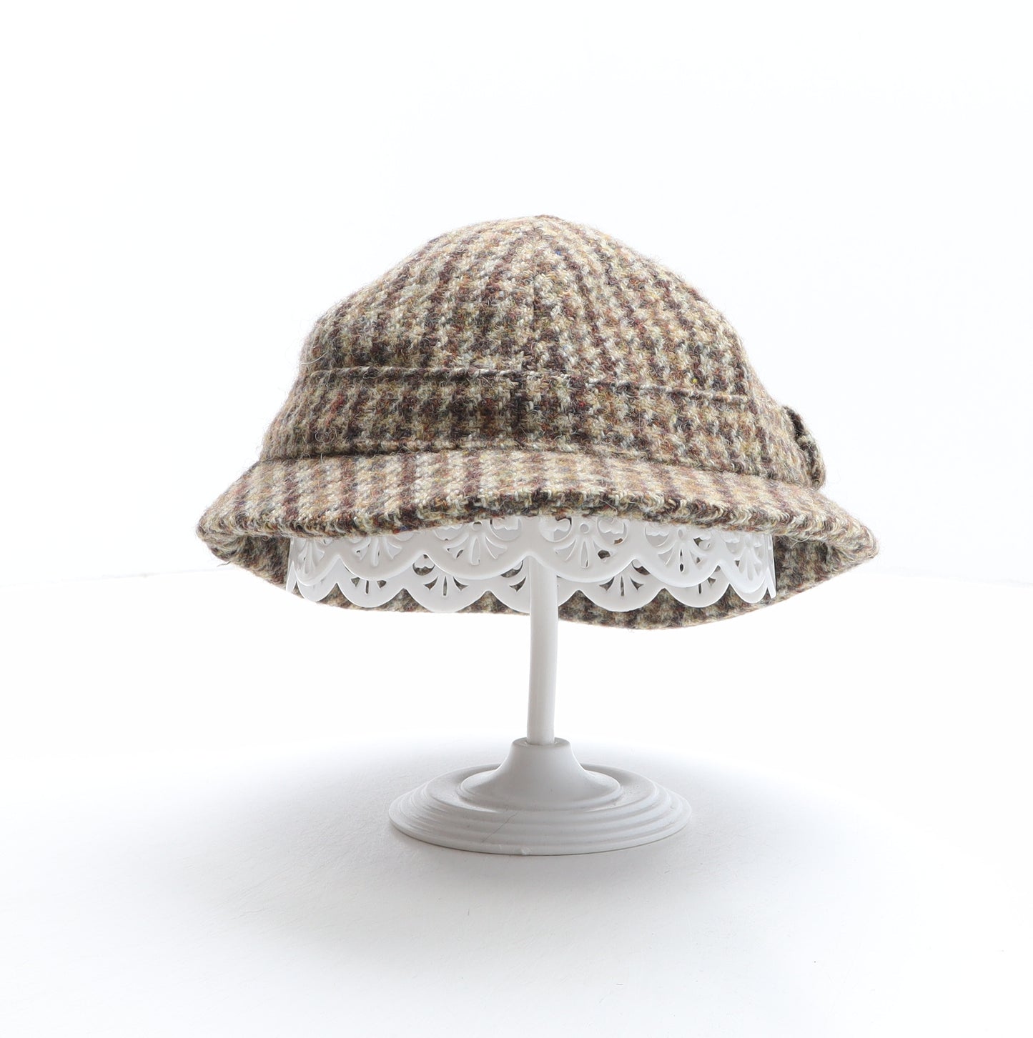 Dunn&Co Mens Brown Geometric Wool Flat Cap One Size - Deerstaker