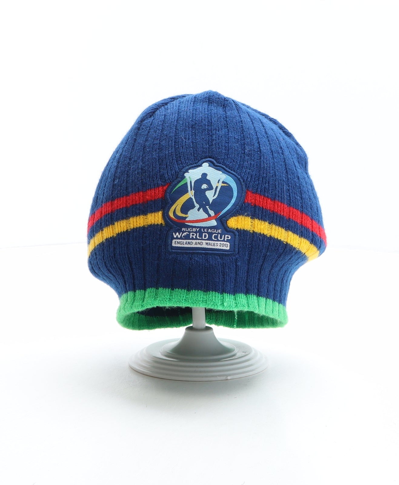Sekem Mens Multicoloured Striped Acrylic Beanie One Size - Rugby League World Cup England and Wales 2013