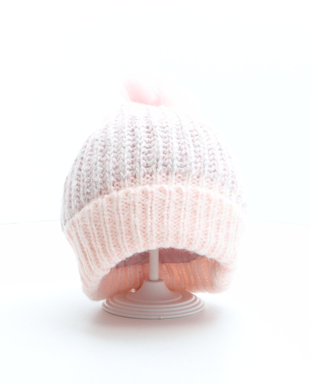 TU Girls Pink Acrylic Bobble Hat One Size