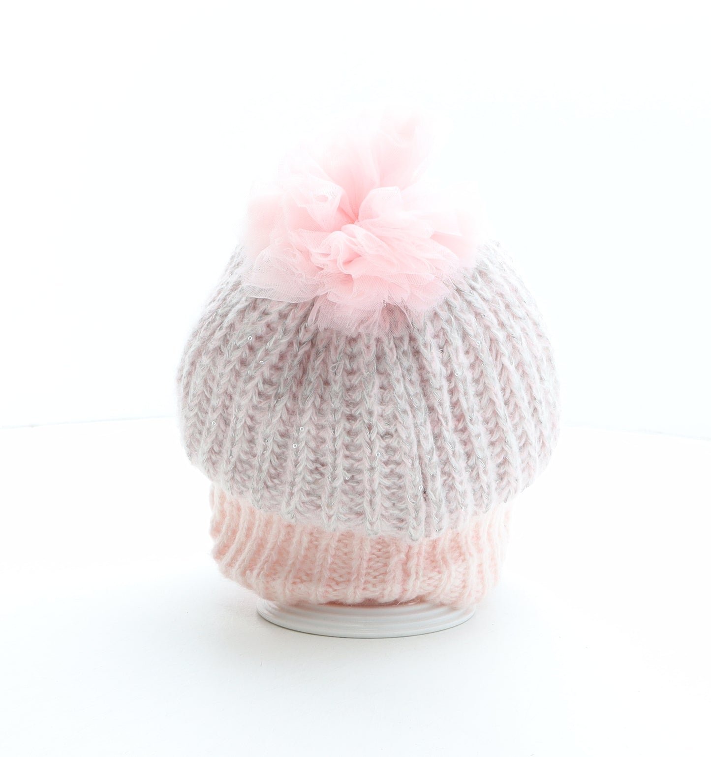TU Girls Pink Acrylic Bobble Hat One Size