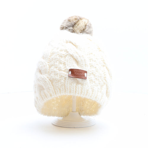 Aran Tradition Womens Ivory Acrylic Bobble Hat One Size