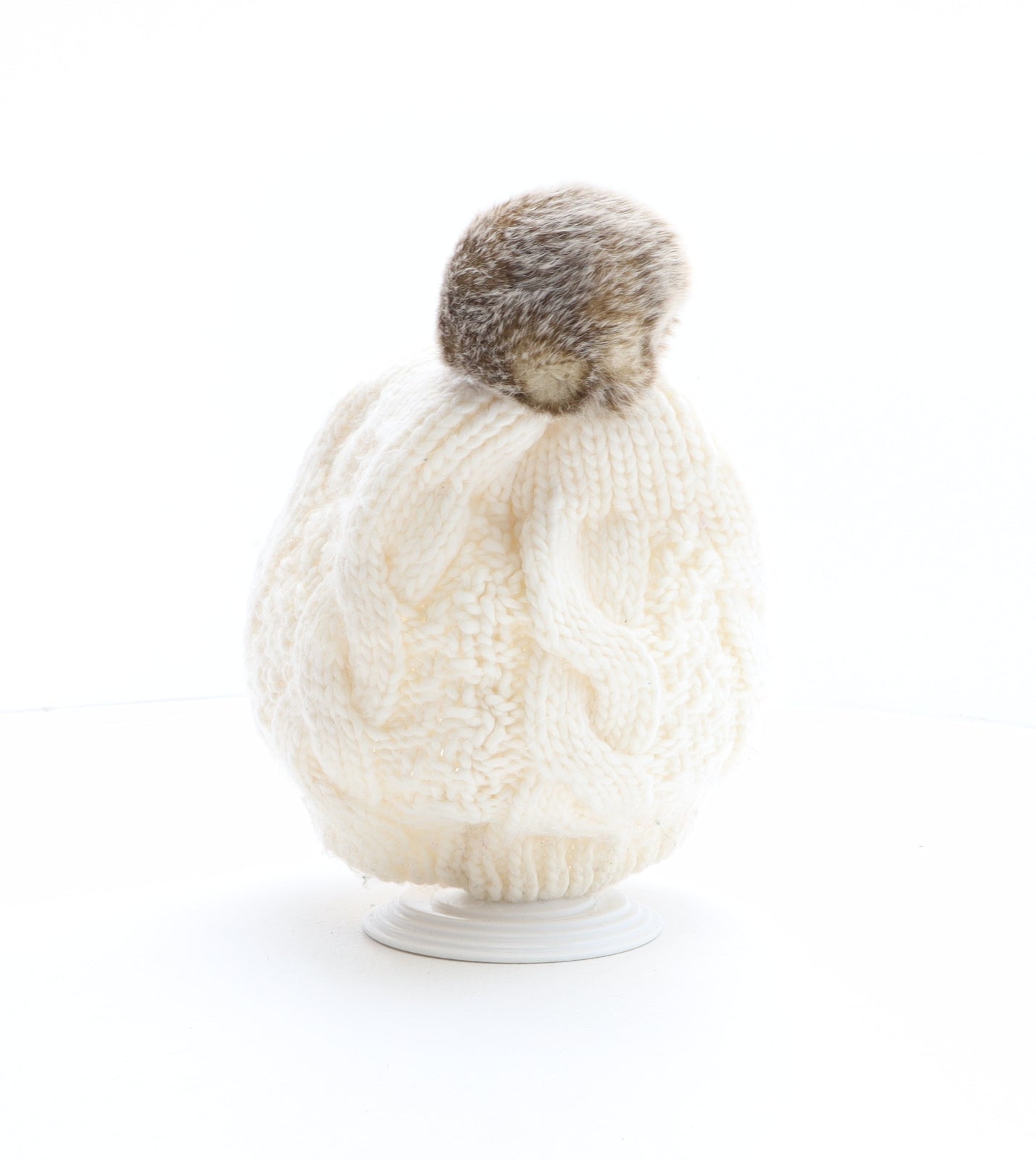 Aran Tradition Womens Ivory Acrylic Bobble Hat One Size