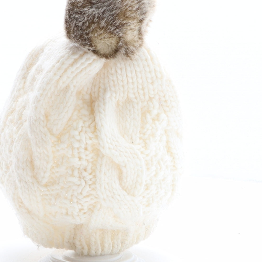 Aran Tradition Womens Ivory Acrylic Bobble Hat One Size