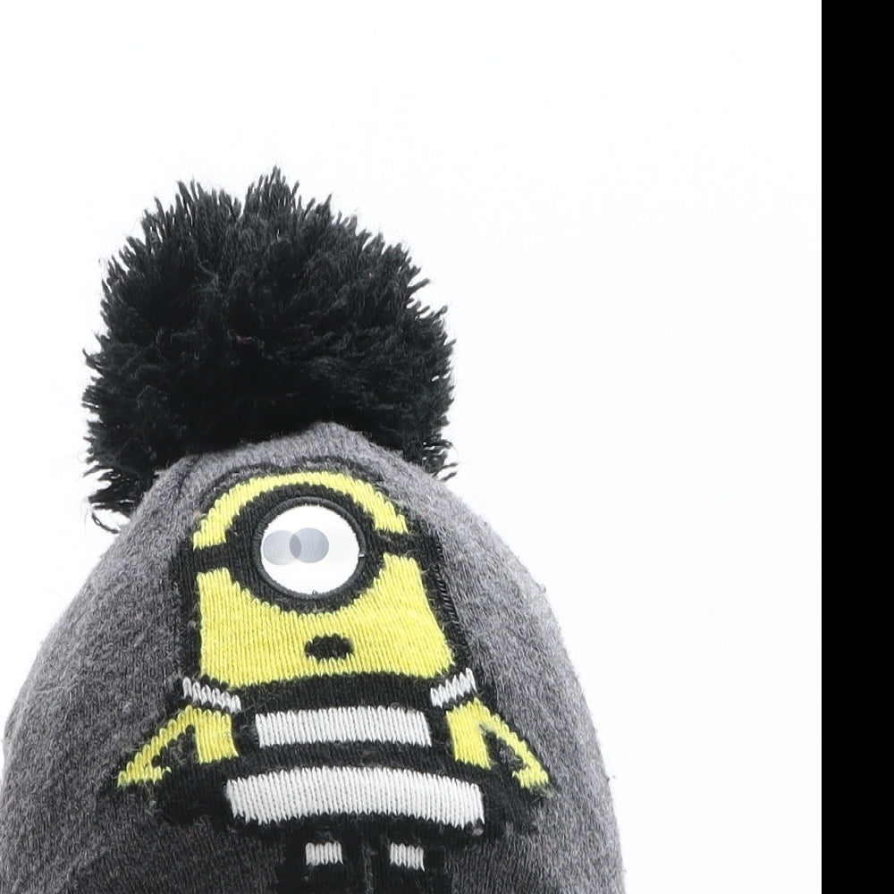 Despicable Me Boys Grey Acrylic Bobble Hat One Size - Minion