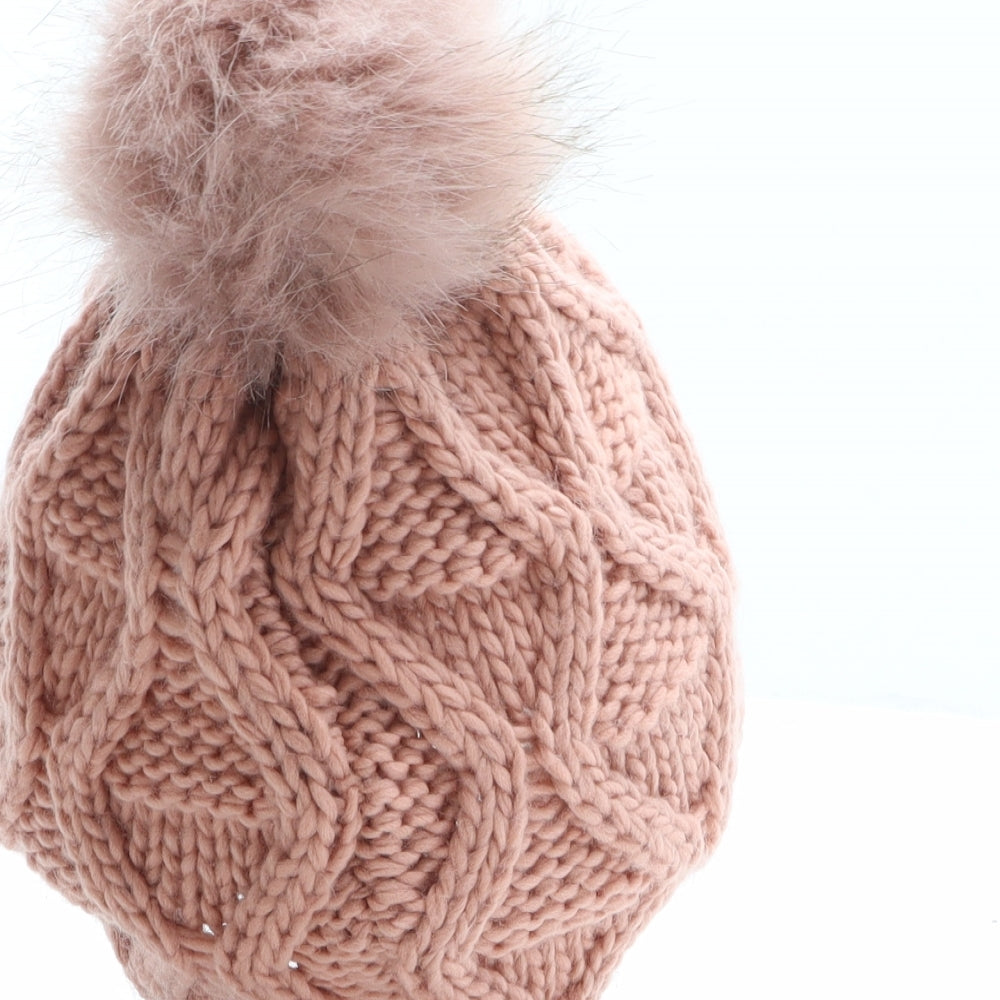 Deichmann Womens Pink Acrylic Bobble Hat One Size