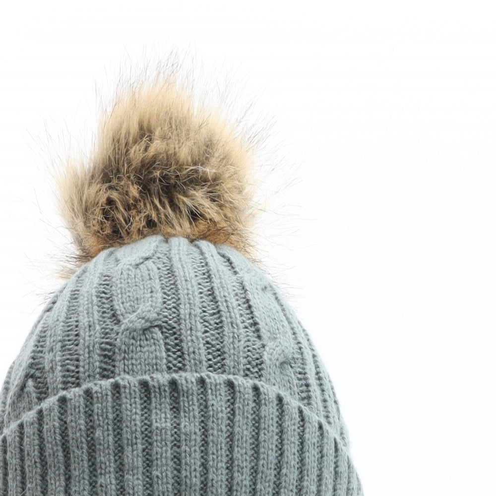 Alpine Womens Grey Acrylic Bobble Hat One Size