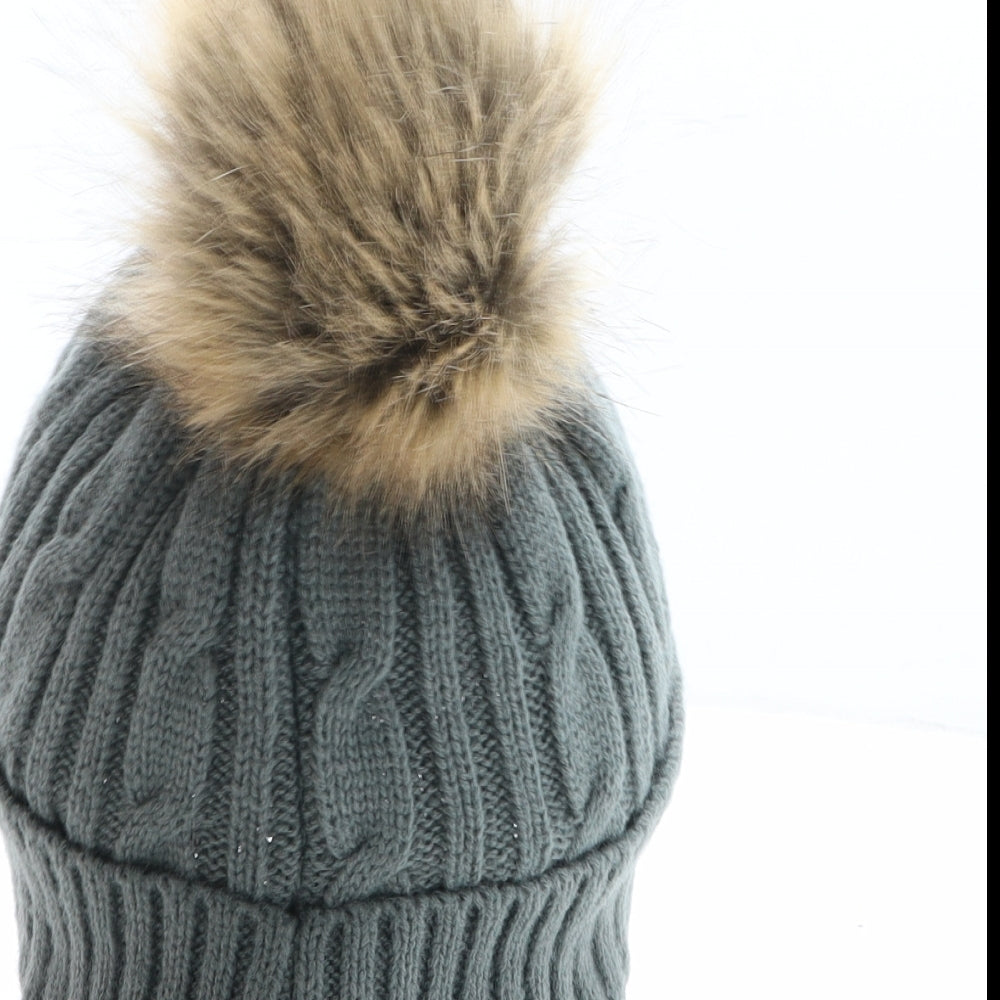 Alpine Womens Grey Acrylic Bobble Hat One Size