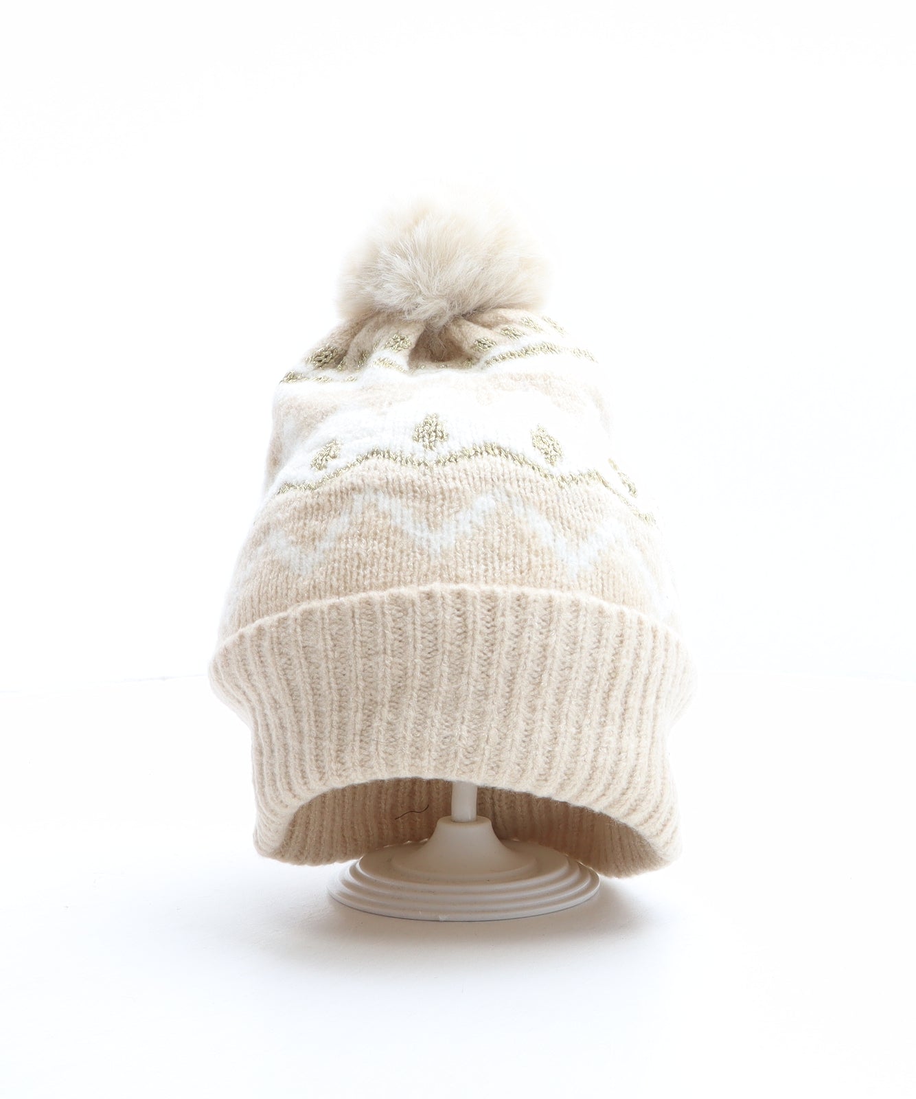 Primark Womens Multicoloured Chevron Acrylic Bobble Hat One Size