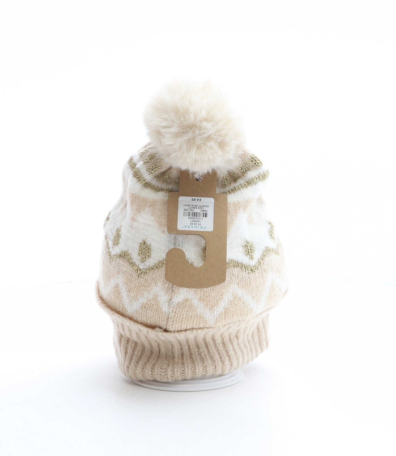 Primark Womens Multicoloured Chevron Acrylic Bobble Hat One Size