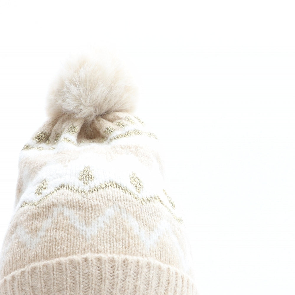 Primark Womens Multicoloured Chevron Acrylic Bobble Hat One Size