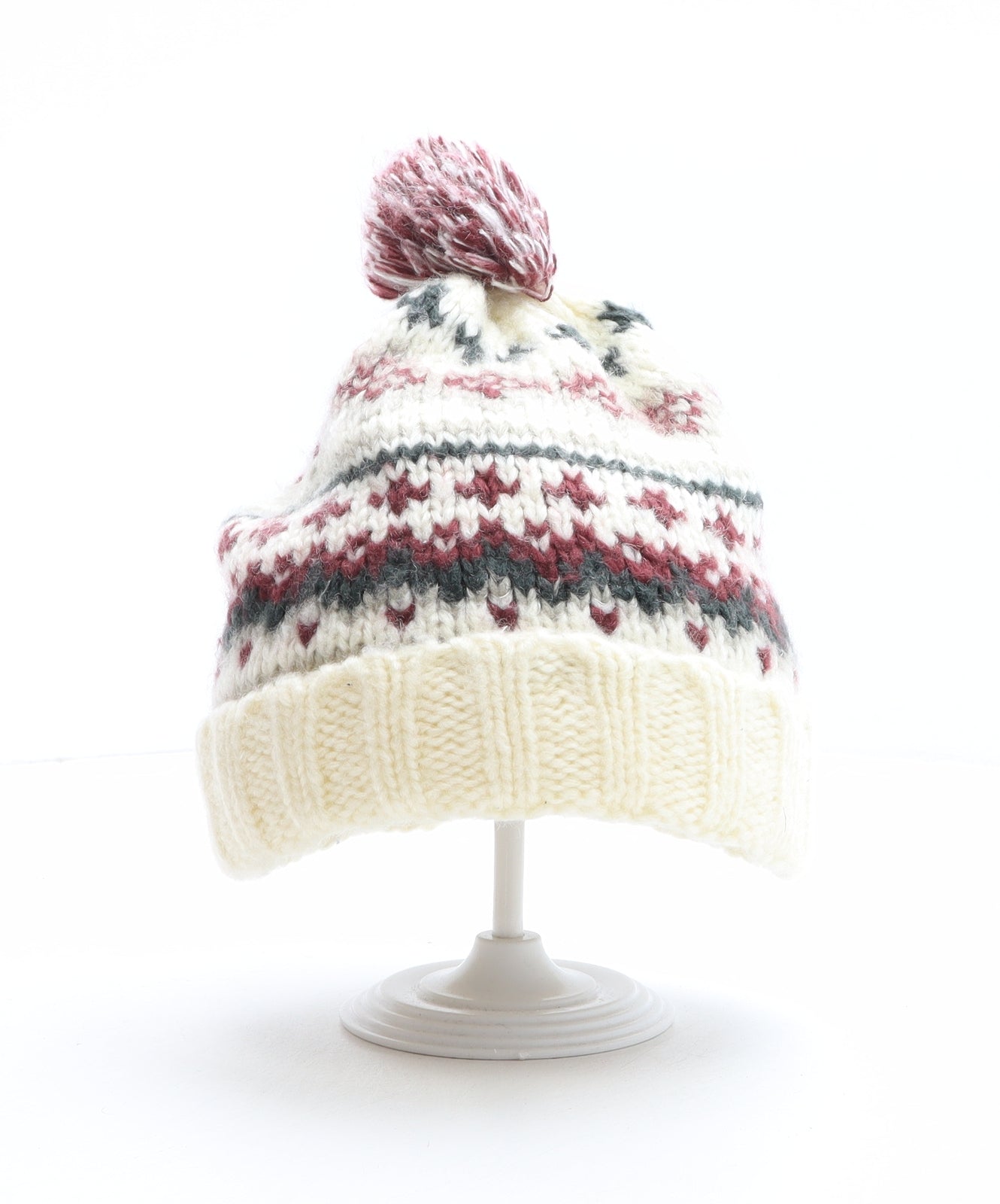 No Fear Womens Multicoloured Fair Isle Acrylic Bobble Hat One Size