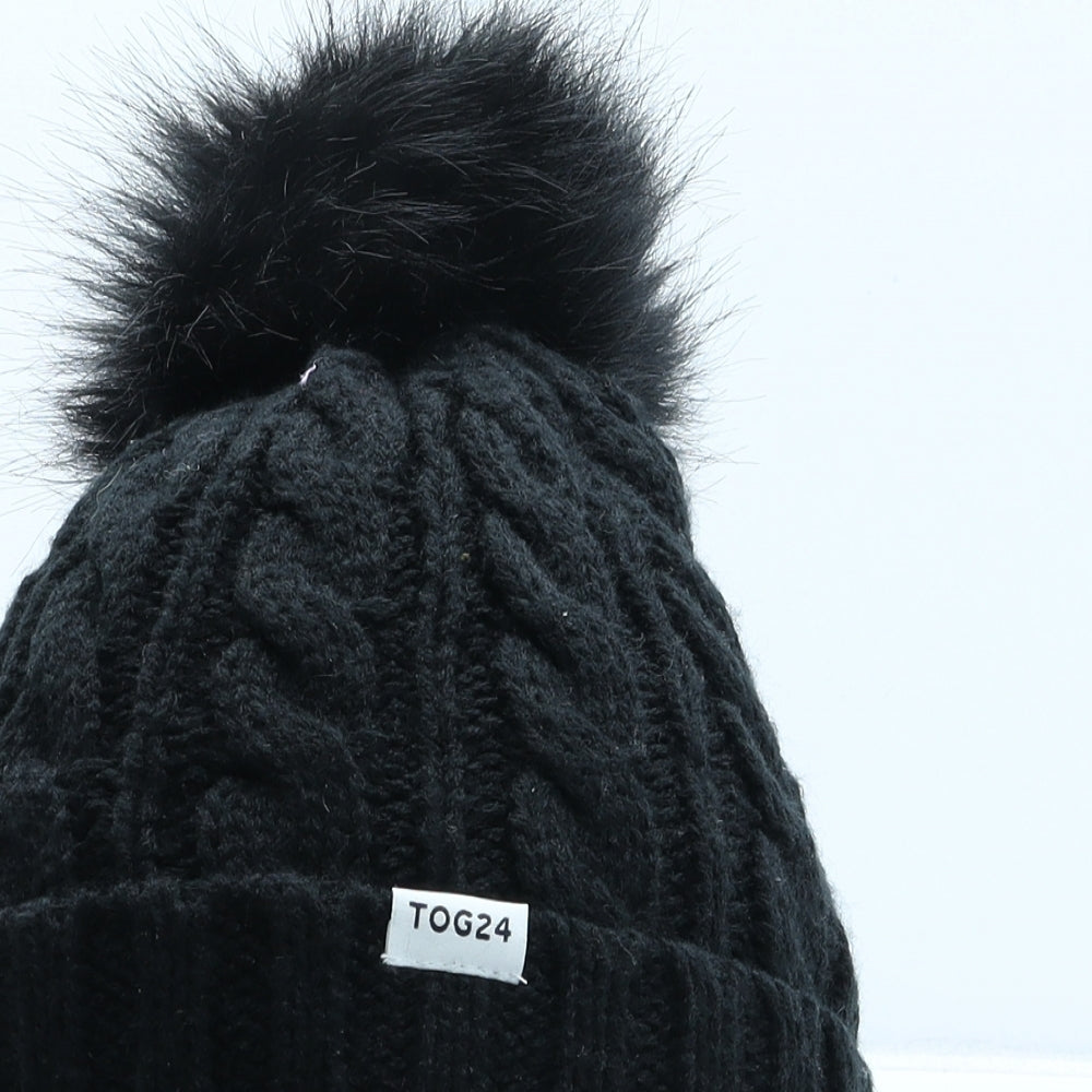 TOG24 Womens Black Polyester Bobble Hat One Size