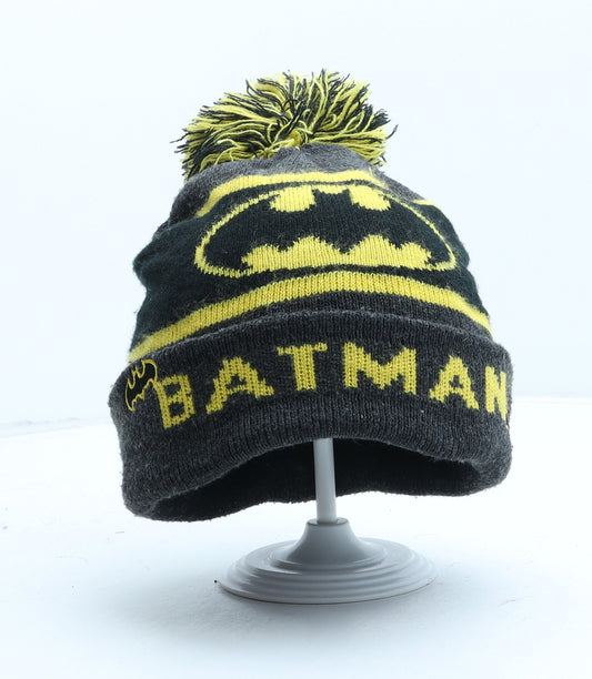 Batman Boys Grey Acrylic Bobble Hat One Size