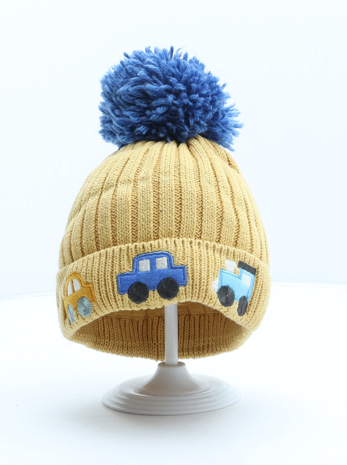 NEXT Boys Yellow Cotton Bobble Hat One Size - Cars