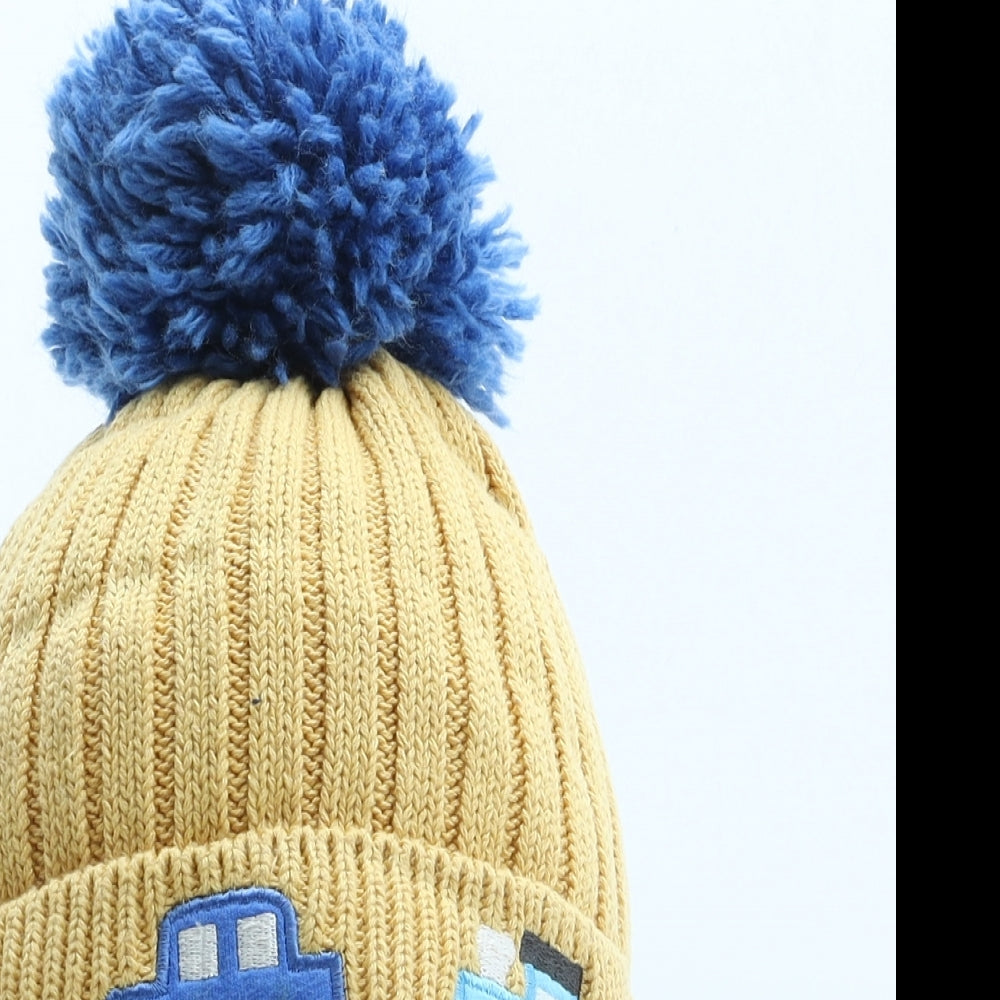 NEXT Boys Yellow Cotton Bobble Hat One Size - Cars