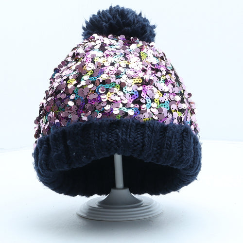 F&F Girls Multicoloured Acrylic Bobble Hat One Size