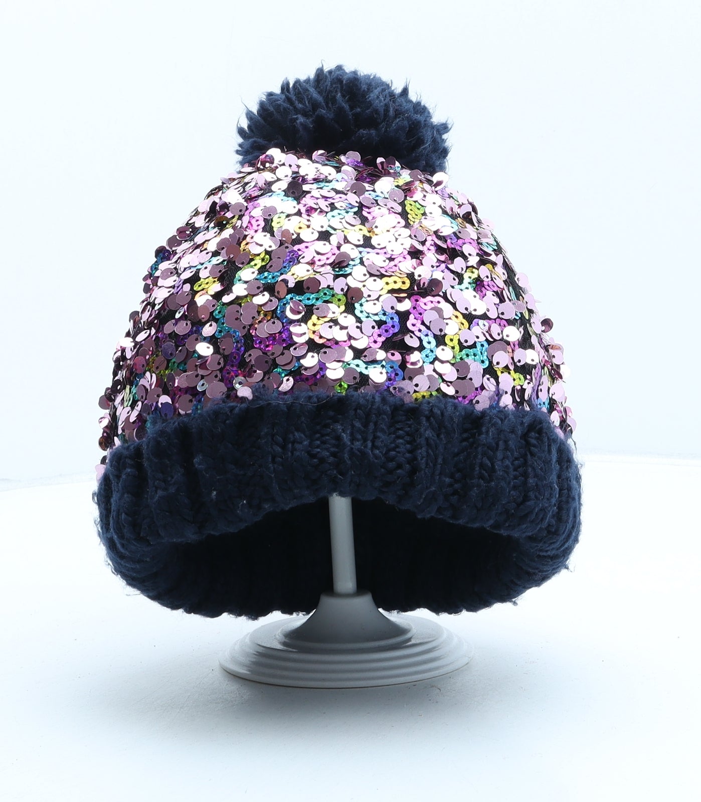 F&F Girls Multicoloured Acrylic Bobble Hat One Size