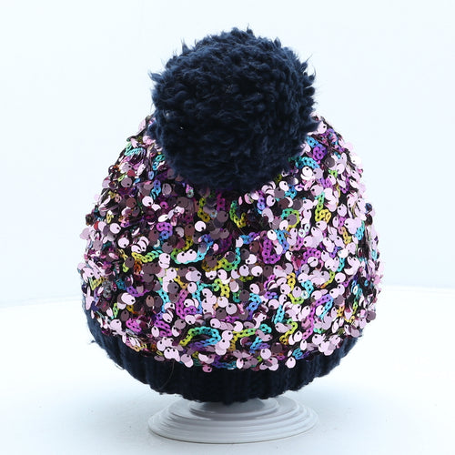 F&F Girls Multicoloured Acrylic Bobble Hat One Size
