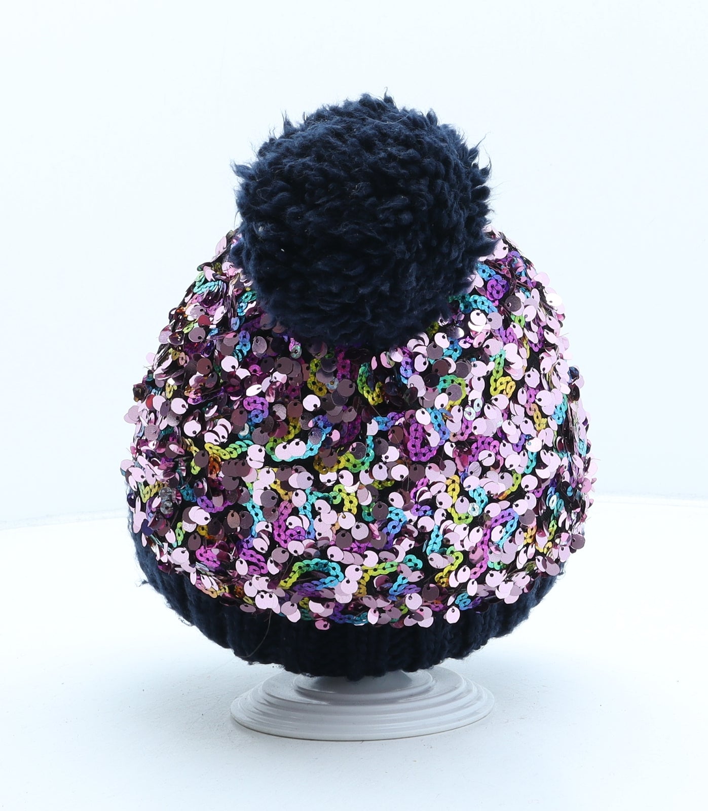 F&F Girls Multicoloured Acrylic Bobble Hat One Size