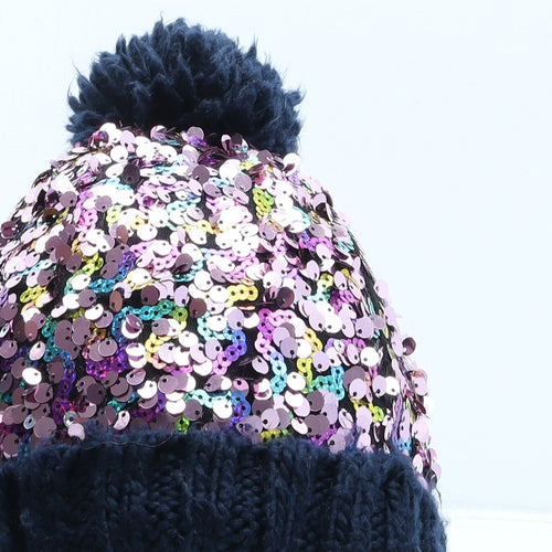 F&F Girls Multicoloured Acrylic Bobble Hat One Size