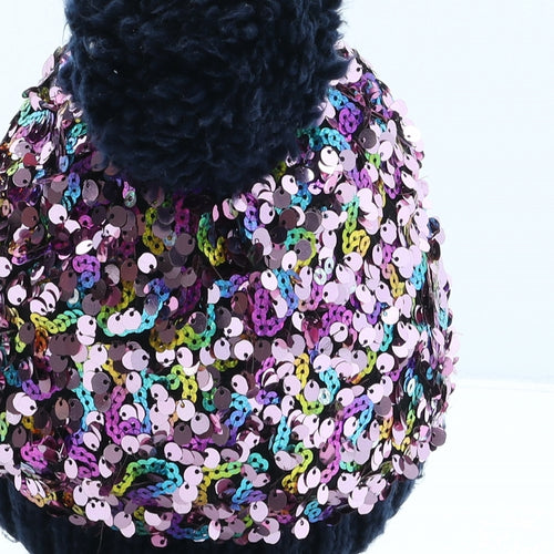 F&F Girls Multicoloured Acrylic Bobble Hat One Size