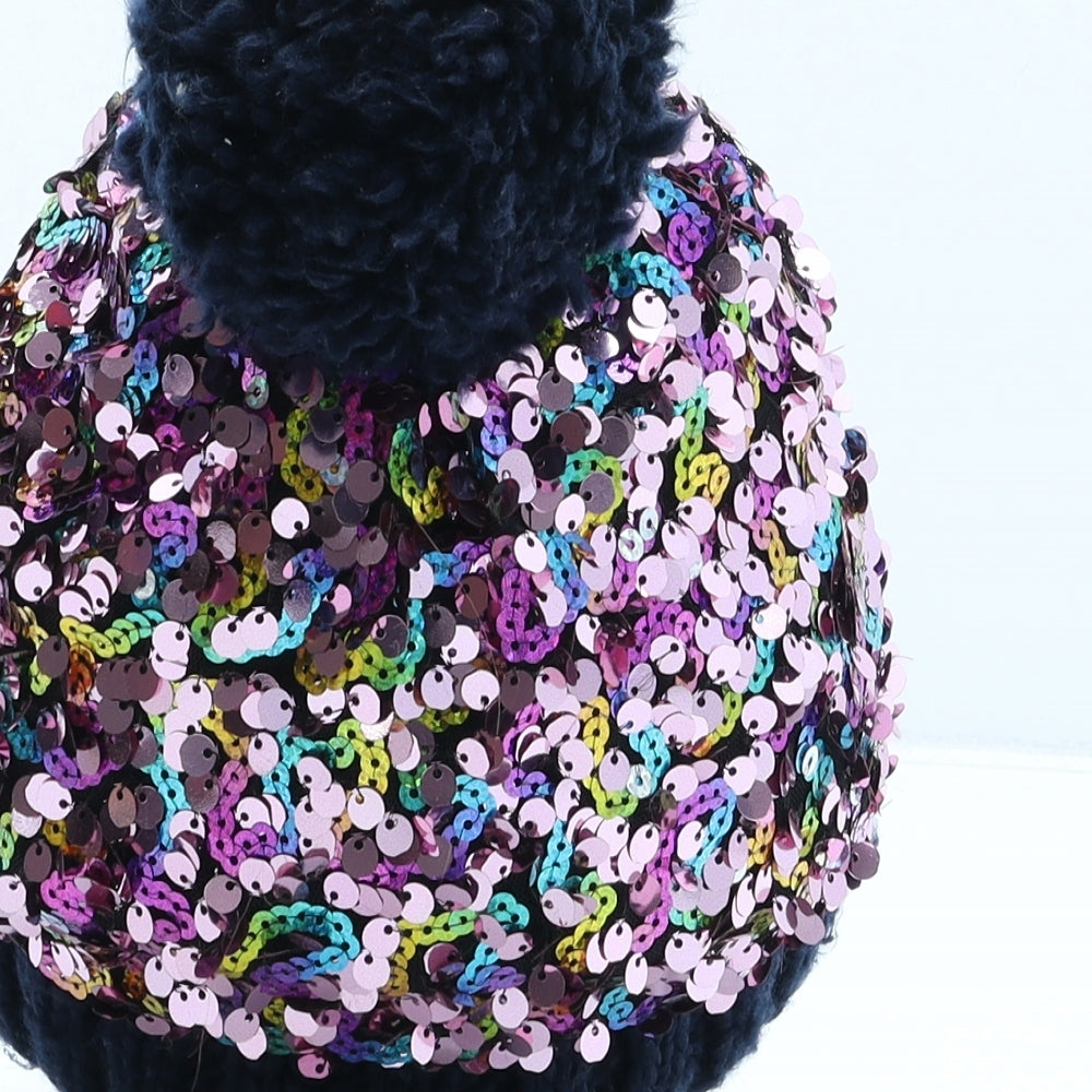 F&F Girls Multicoloured Acrylic Bobble Hat One Size