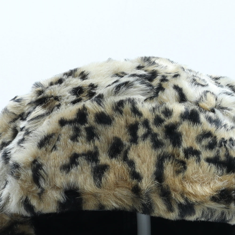 Hawkins Womens Beige Animal Print Polyester Trapper Hat One Size - Leopard Print