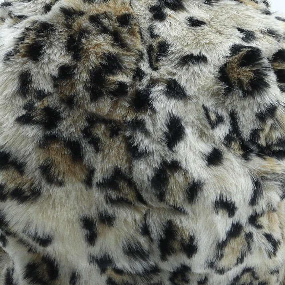 Hawkins Womens Beige Animal Print Polyester Trapper Hat One Size - Leopard Print