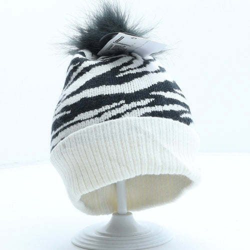 Marks and Spencer Girls Red Animal Print Viscose Bobble Hat One Size - Zebra