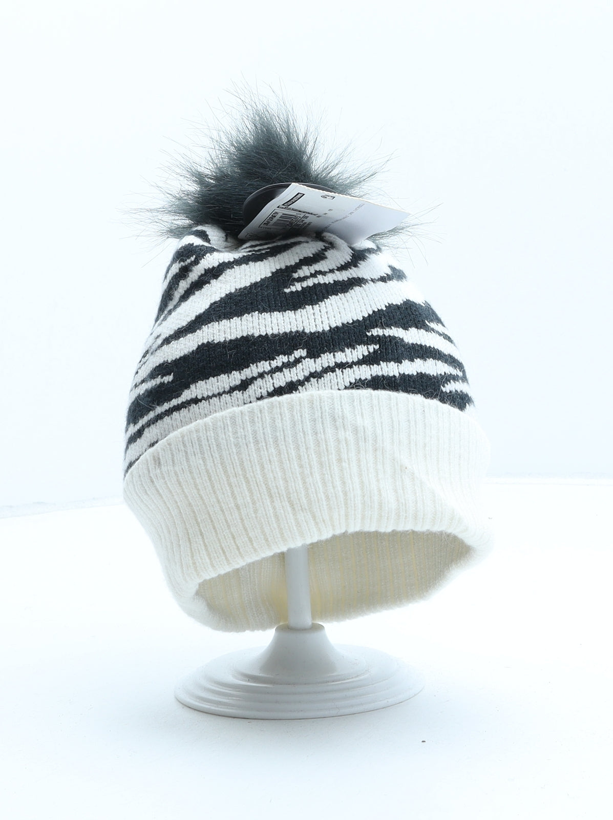 Marks and Spencer Girls Red Animal Print Viscose Bobble Hat One Size - Zebra