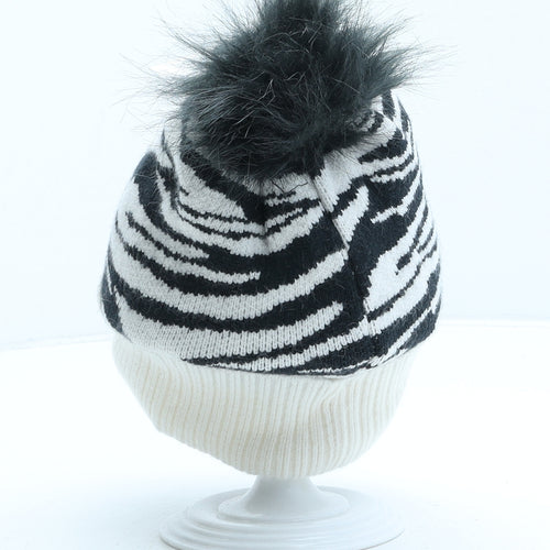 Marks and Spencer Girls Red Animal Print Viscose Bobble Hat One Size - Zebra