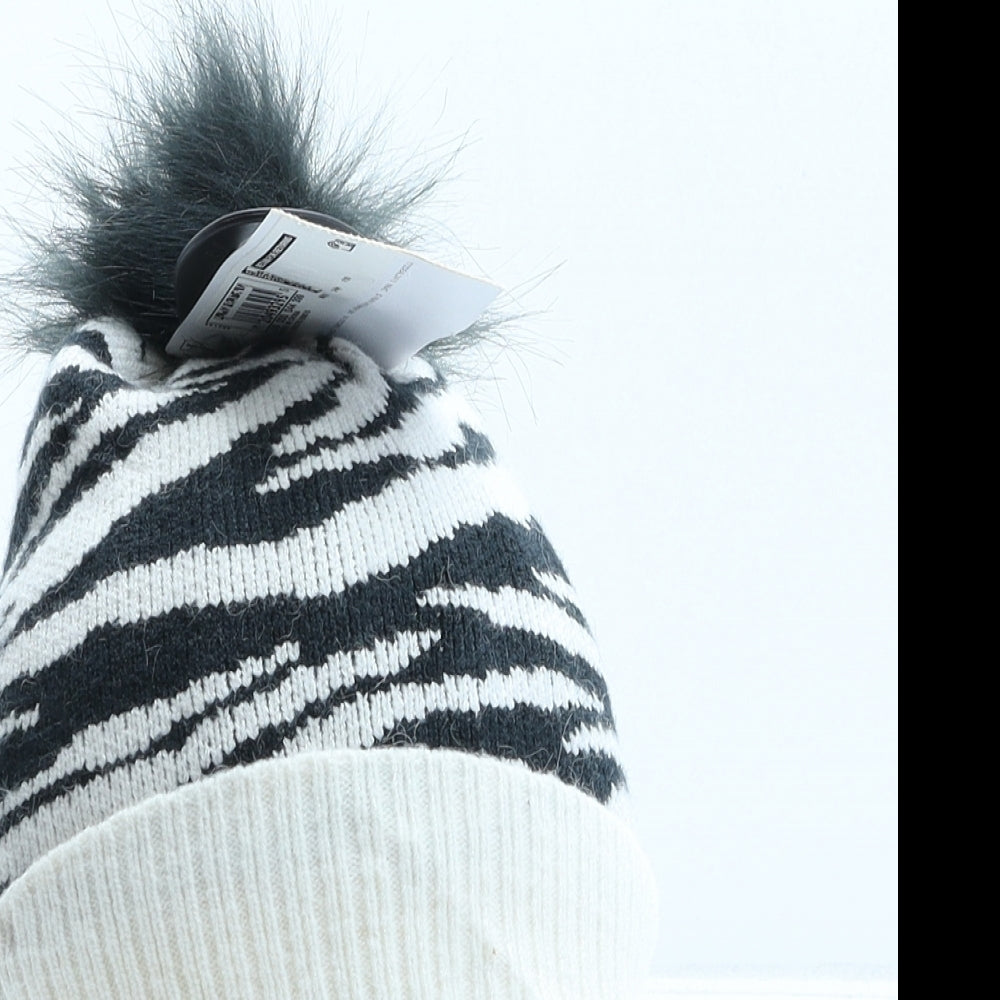 Marks and Spencer Girls Red Animal Print Viscose Bobble Hat One Size - Zebra